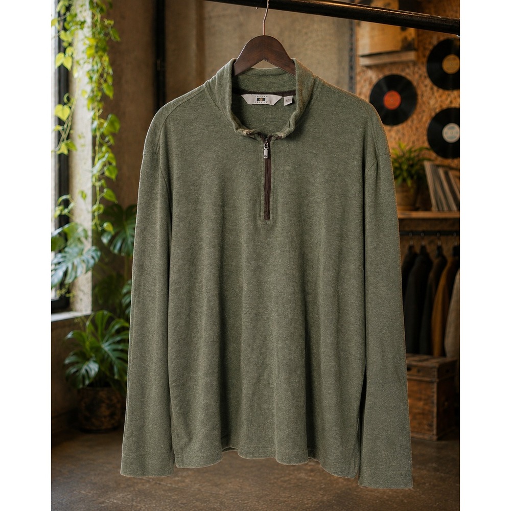 Joseph Abboud Quarter Zip 2XL Olive Green Quarter Zip Pullover Made in India